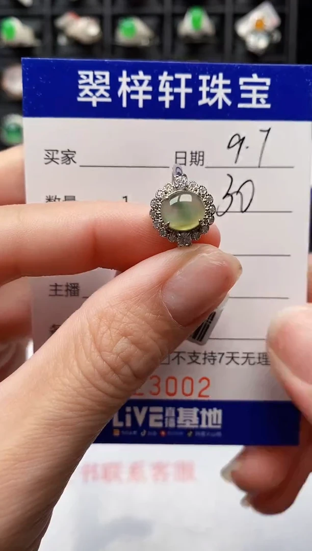 银S925镶嵌戒指翡翠3002