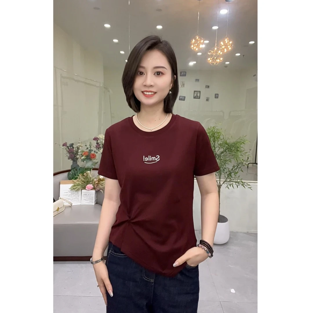 夏季圆领新款棉体恤女装上衣休闲时尚简约