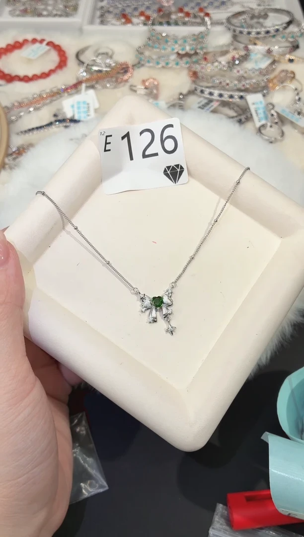 银S925镶嵌透辉石项链多样性发其一E126