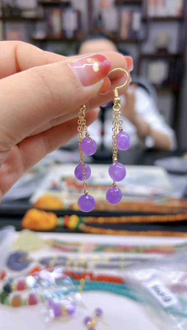 【闪购商品】翡翠耳饰14K金镶嵌耳坠E506