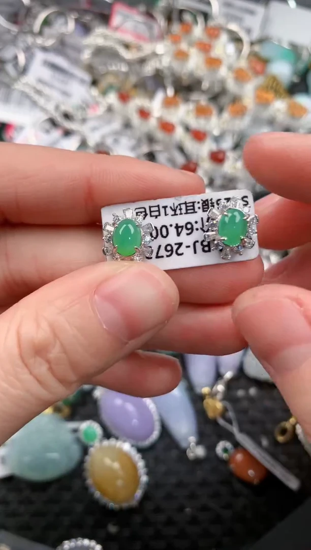 银S925镶嵌戒指翡翠999---7