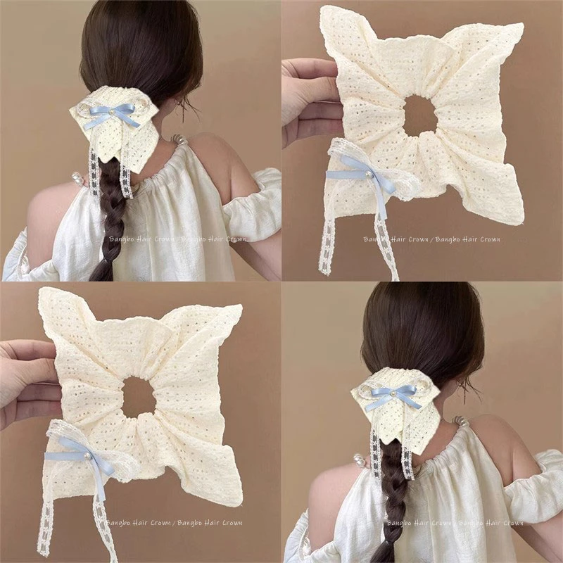 甜酷爱豆感!芭蕾风蝴蝶结发圈!高级感方巾头绳丸子头发绳盘发器