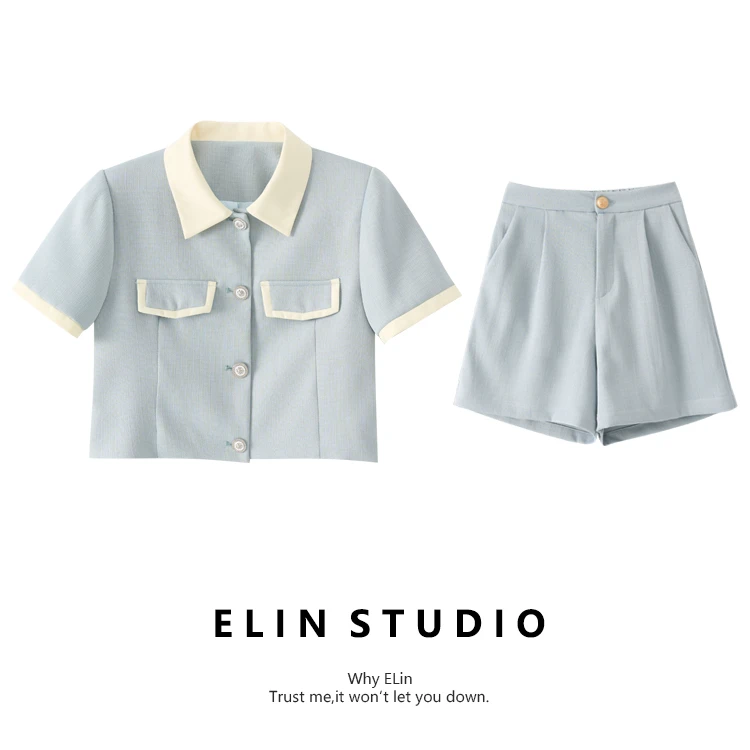 ELIN/现货【南风花园】夏新款气质显瘦百搭轻奢洋气时尚套装#LT235