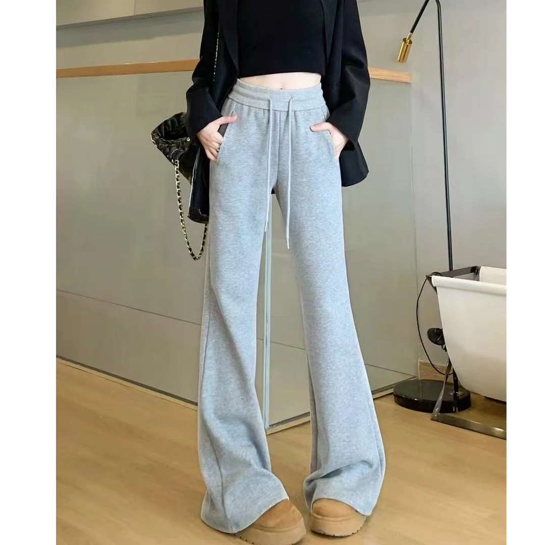 胖MM大码显瘦微喇裤休闲裤百搭减龄高腰春秋外穿垂感宽松拖地