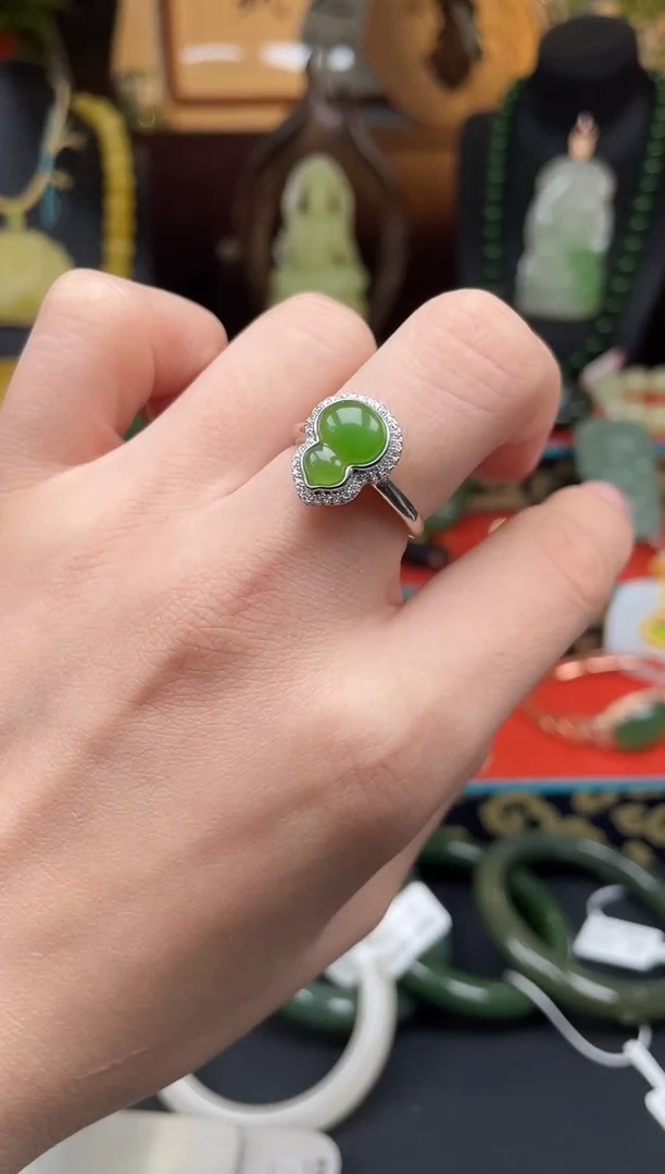 和田玉戒指银S925镶嵌戒指XH14