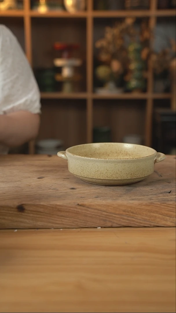 沙漠落日黄的双耳小盘