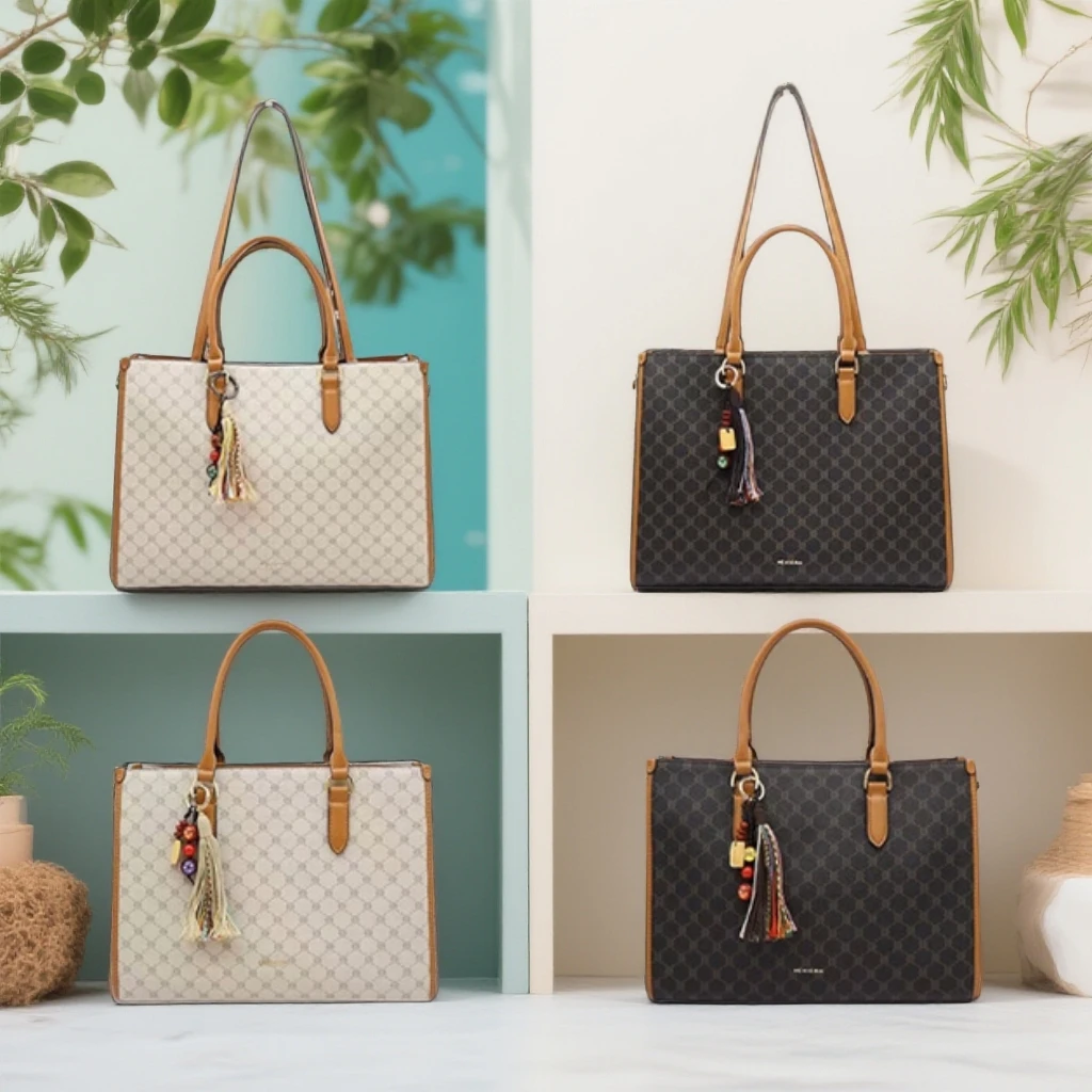 字母做旧四季通用印花耐磨手提包通勤时尚公文包女士