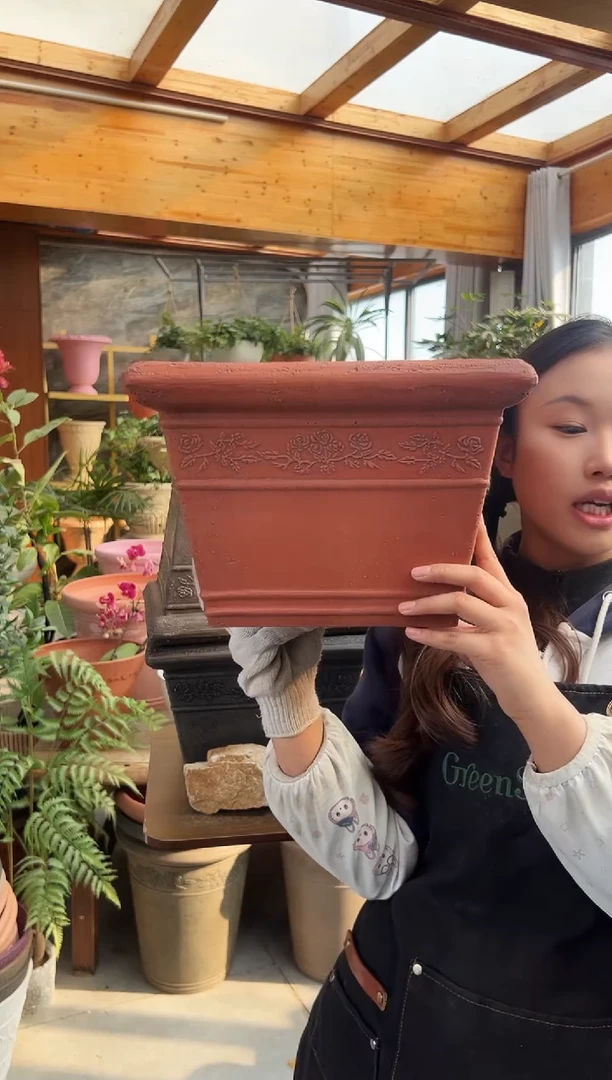 30*21.5/陶土色方形强体花盆外贸尾单/UK30