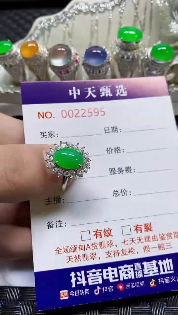 银S925镶嵌戒指翡翠/2595