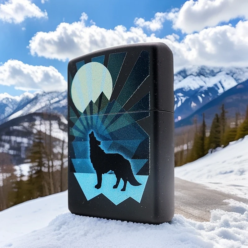 ZIPPO/之宝打火机 20年夜狼黑哑漆彩印 美版 29864 刀耕火种 MBJ1