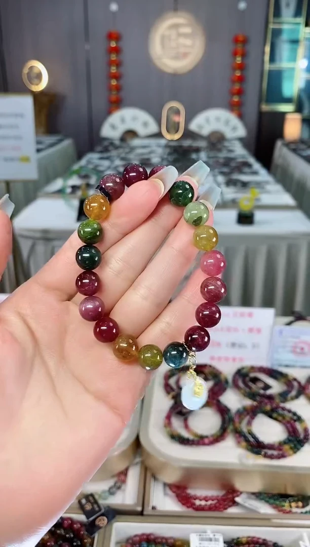 未镶嵌老矿碧玺彩虹单圈手串10mm+碧玺（多样性发一条）mz