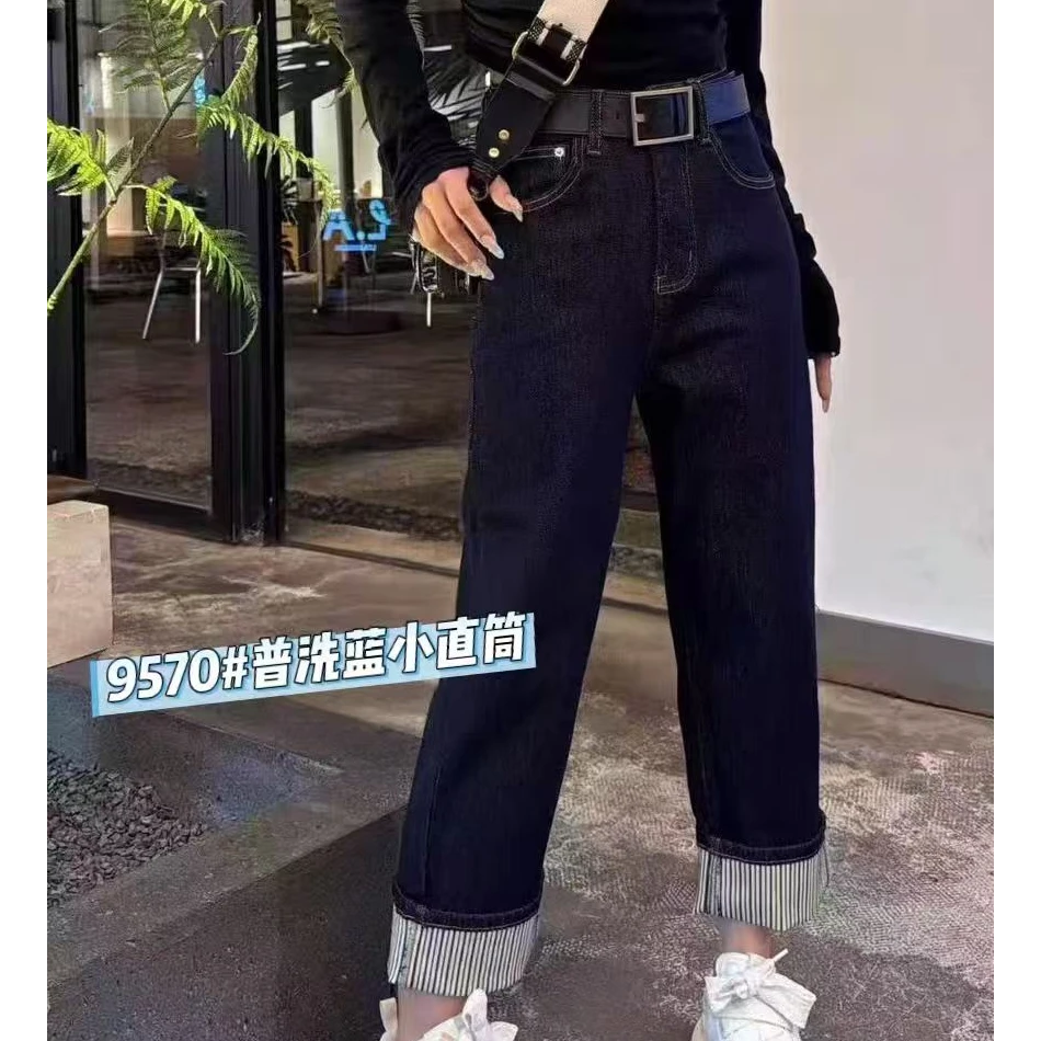 K1368普系蓝老钱风小直牛仔裤9570网红牛仔休闲裤