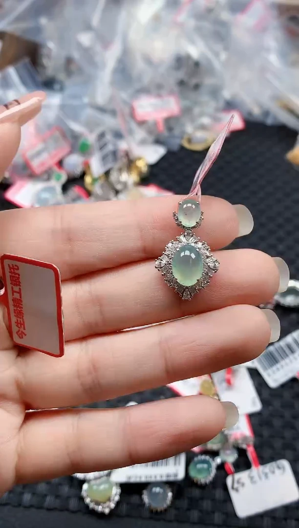 银S925镶嵌戒指翡翠天然A货缅甸翡翠