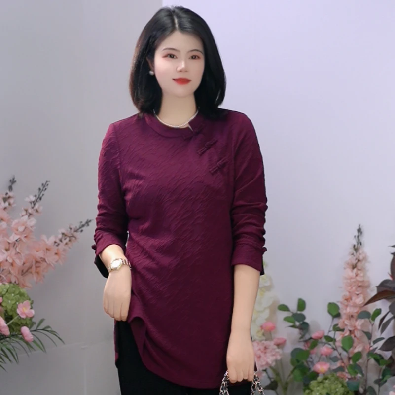 司缪【W6105】轻奢大码女装新中式妈妈装显瘦中国风旗袍中长款上衣
