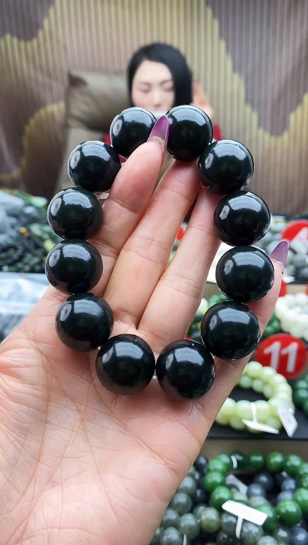 未镶嵌手串和田玉20黑青