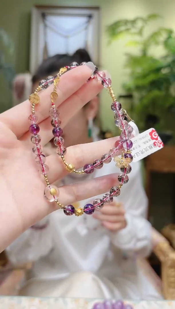 【闪购商品】水晶项链18K金镶嵌蝴蝶结超七项链