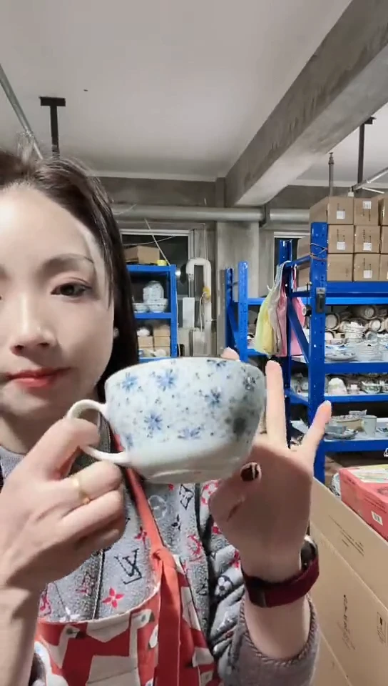 【闪购商品】瓷片日本进口瓷器雪花纹咖啡杯