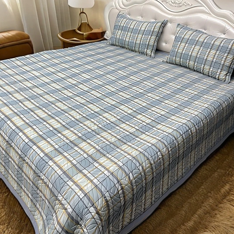 绿格新款四季通用床上铺盖双面防滑榻榻米夹棉床单可机洗