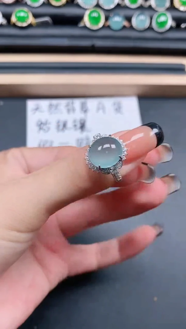 翡翠戒指银S925镶嵌111111