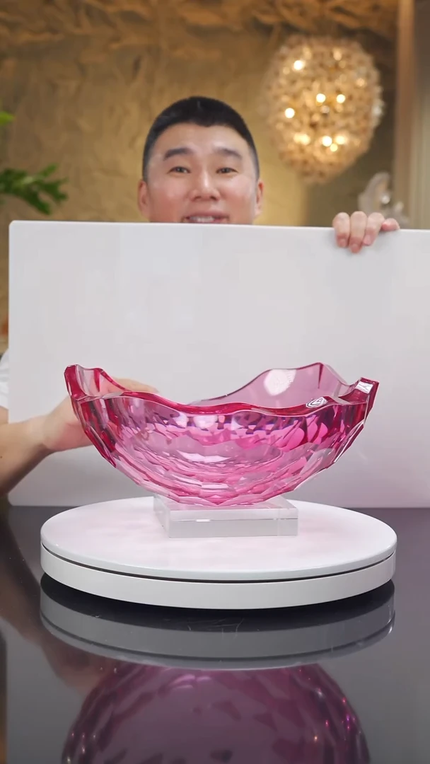 琉璃手工艺品设计款金红凹切面果碗