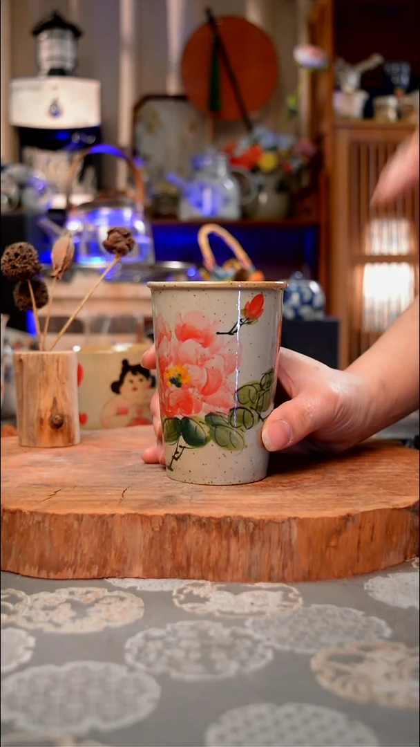 【闪购商品】杯子牡丹手工手绘手工手绘