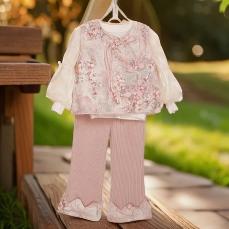 D儿童汉服套装春秋装2025新款女童时尚国风唐装宝宝春秋新中式古