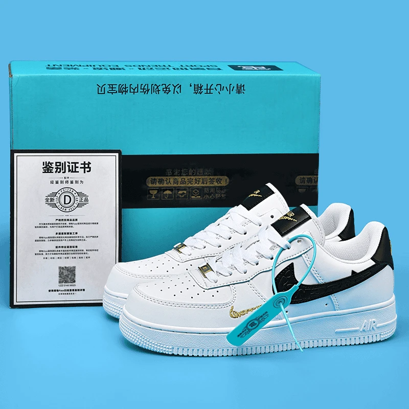 空军一号白黑金男士百搭低帮秋冬板鞋af1情侣运动休闲联名小白鞋