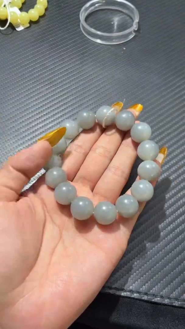 未镶嵌手链和田玉（子料）籽料散墨青花卡14手串微色差 约65g