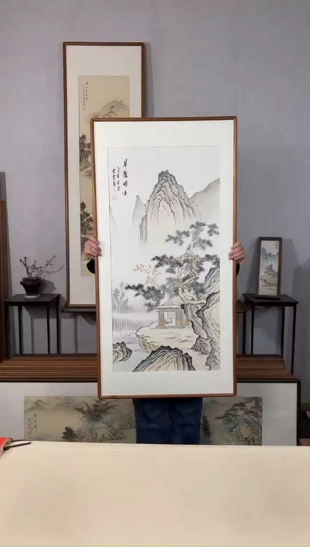 国画手绘*草庐雅士*62*122cm带框发货