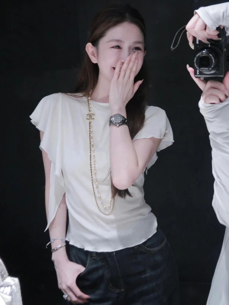 白色T恤女夏轻奢高级感时尚时髦洋气巨好看独特别致法式小资上衣