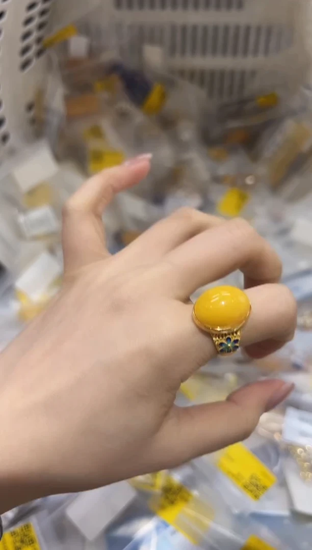 【闪购商品】琥珀戒指银S925镶嵌xy6288