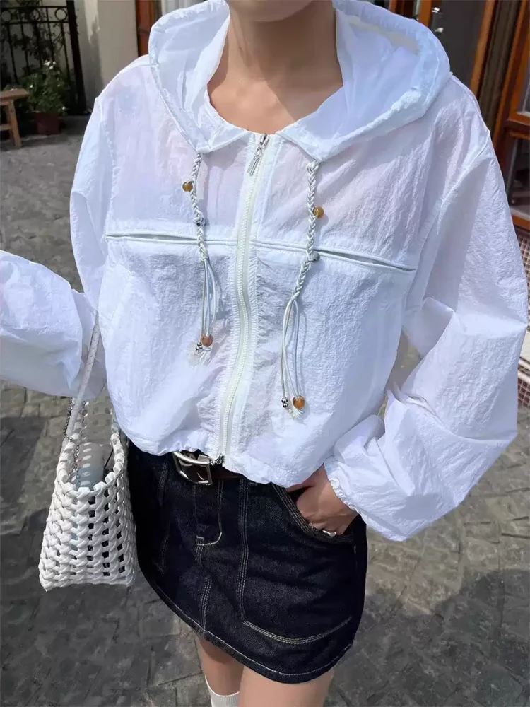 【济州岛】编织串珠连帽防晒衣55606