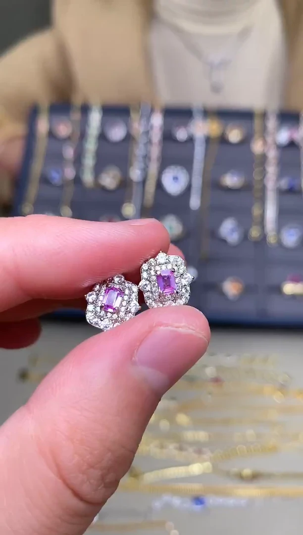 耳饰蓝宝石银S925镶嵌耳饰