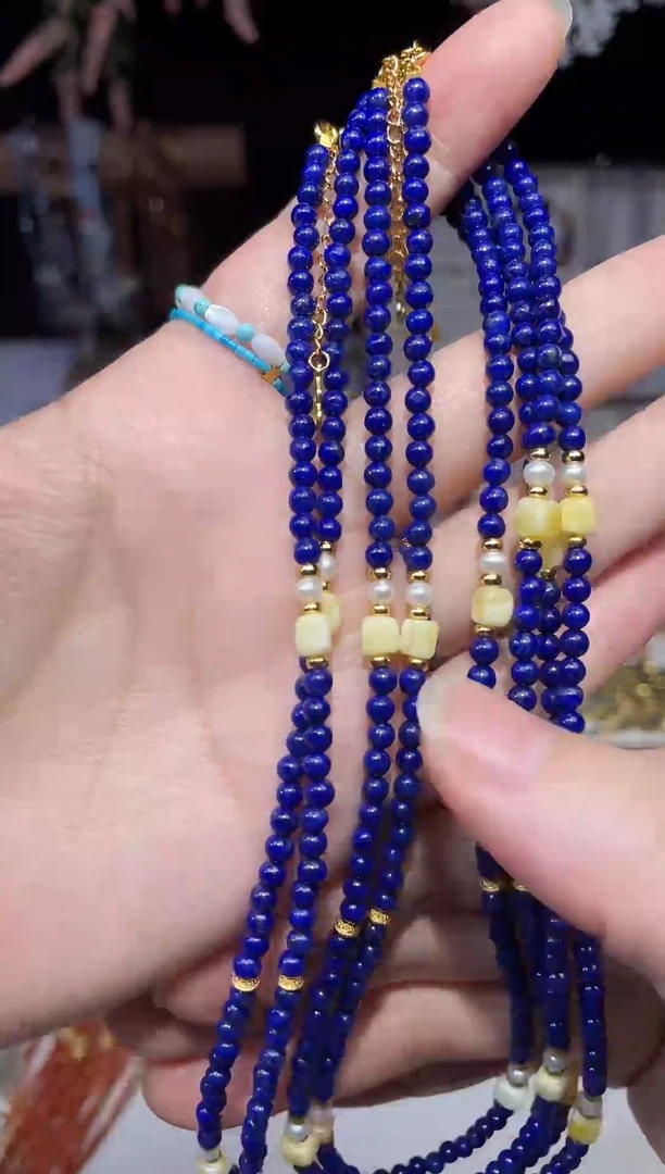 项链未镶嵌拉长石拉长石蜜蜡DIY项链 多样性发一