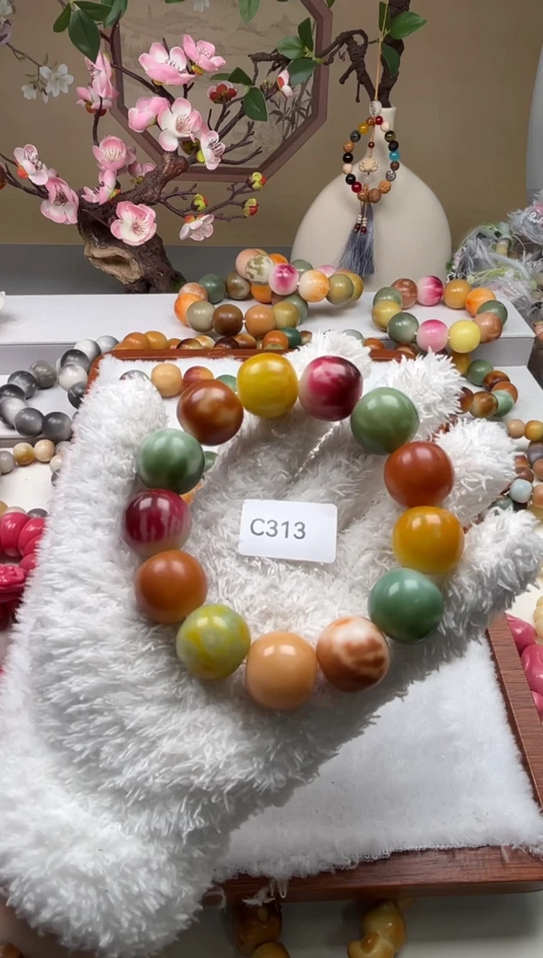 菩提根/象牙果手串通货WC313苹果珠21mm一串