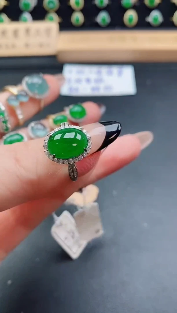 银S925镶嵌戒指翡翠1