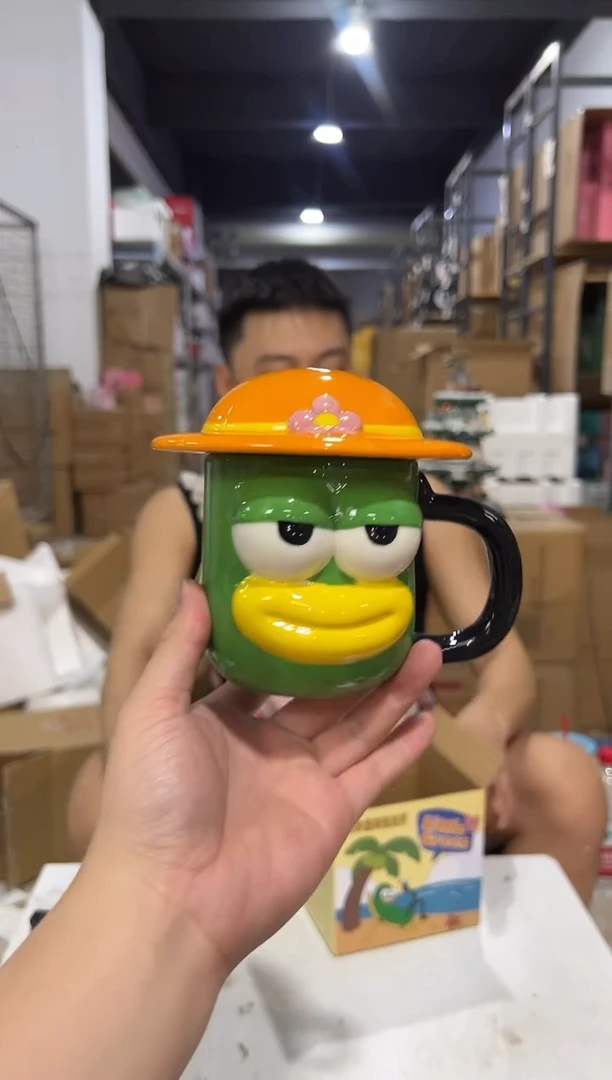 瓷片原盒虫小绿带盖杯