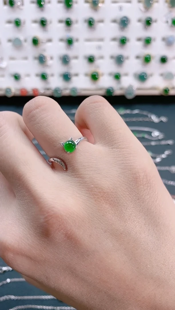 【闪购商品】翡翠戒指银S925镶嵌天然翡翠