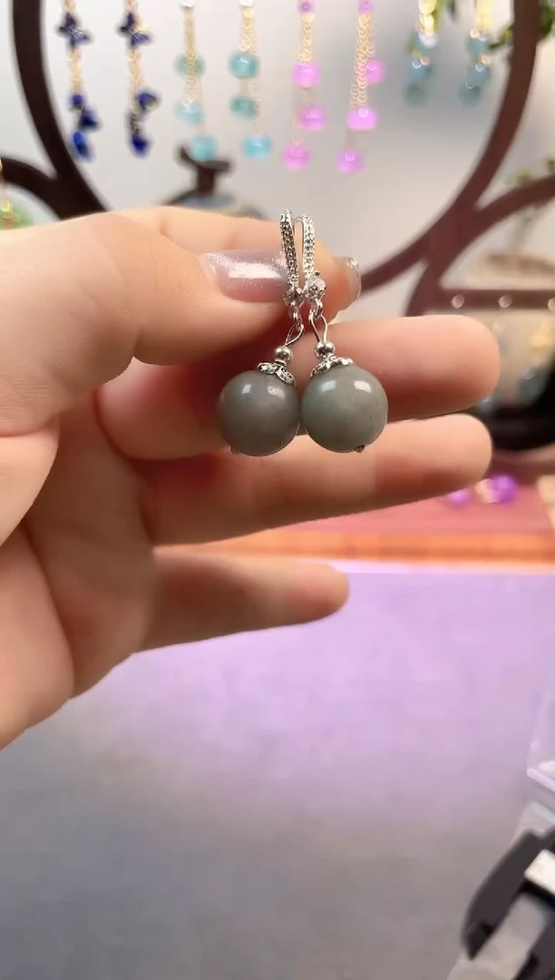 银S925镶嵌翡翠耳饰2443000