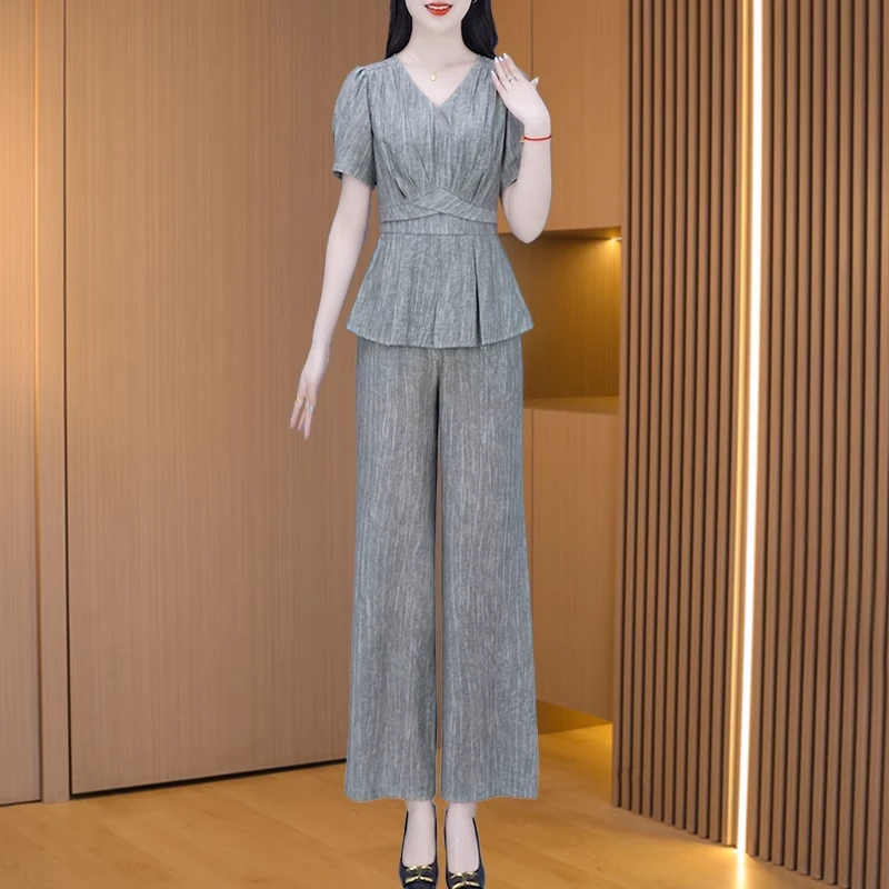 品牌流行时尚套装女装夏装2025新款减龄时尚贵夫人妈妈气质两件套