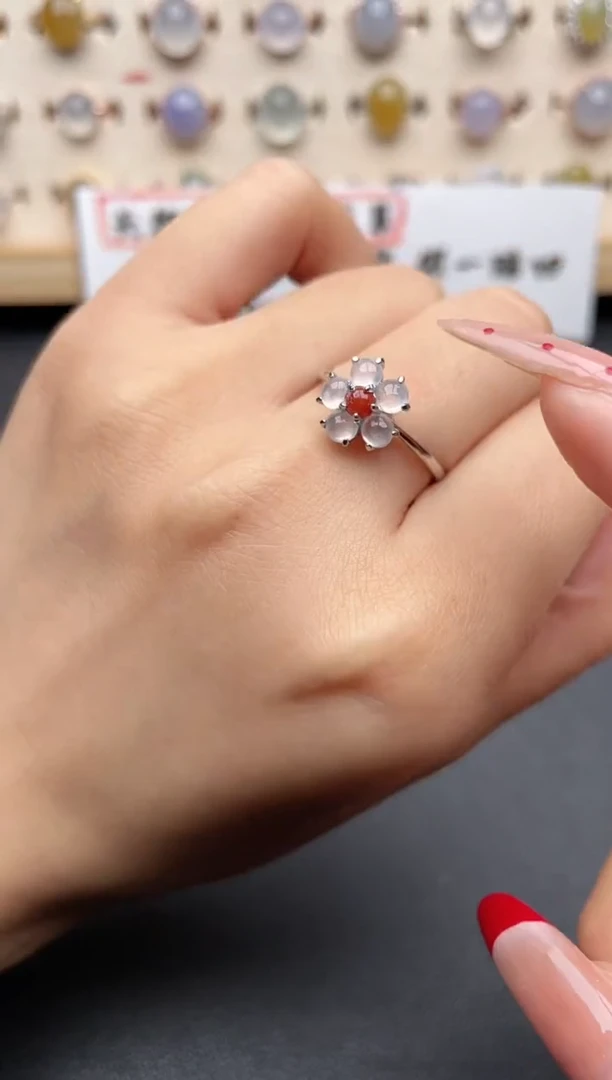 【闪购商品】翡翠戒指银S925镶嵌一物一证一礼盒