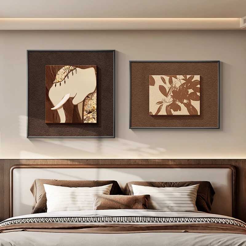中古风大象壁画轻奢沙发背景墙客厅装饰画主次卧室床头高级感挂画