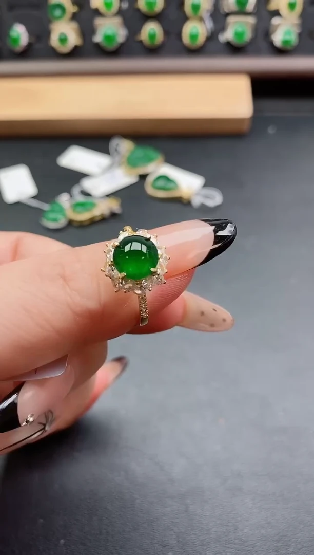 银S925镶嵌戒指翡翠1