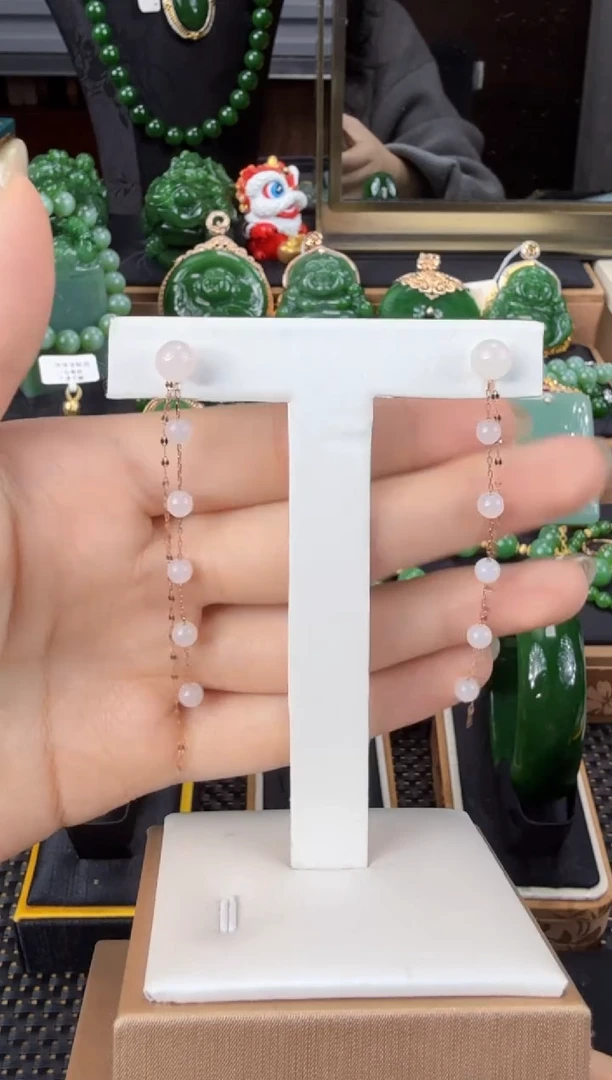 【闪购商品】和田玉（白玉）耳饰18K金镶嵌