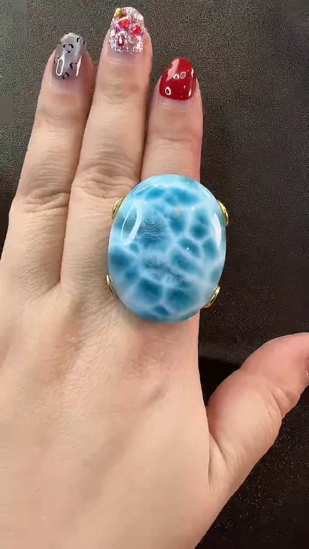 【闪购商品】针钠钙石(海纹石)戒指未镶嵌戒指