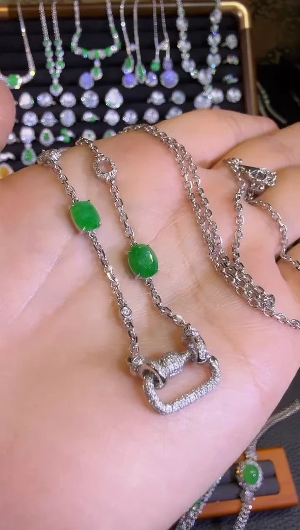 【闪购商品】翡翠颈饰18K金镶嵌精工重金版回形针万能链