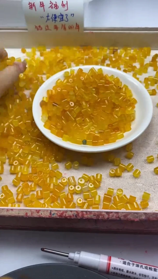 【闪购商品】玛瑙/玉髓颈饰未镶嵌w1411黄翡色桶珠5mm*30颗