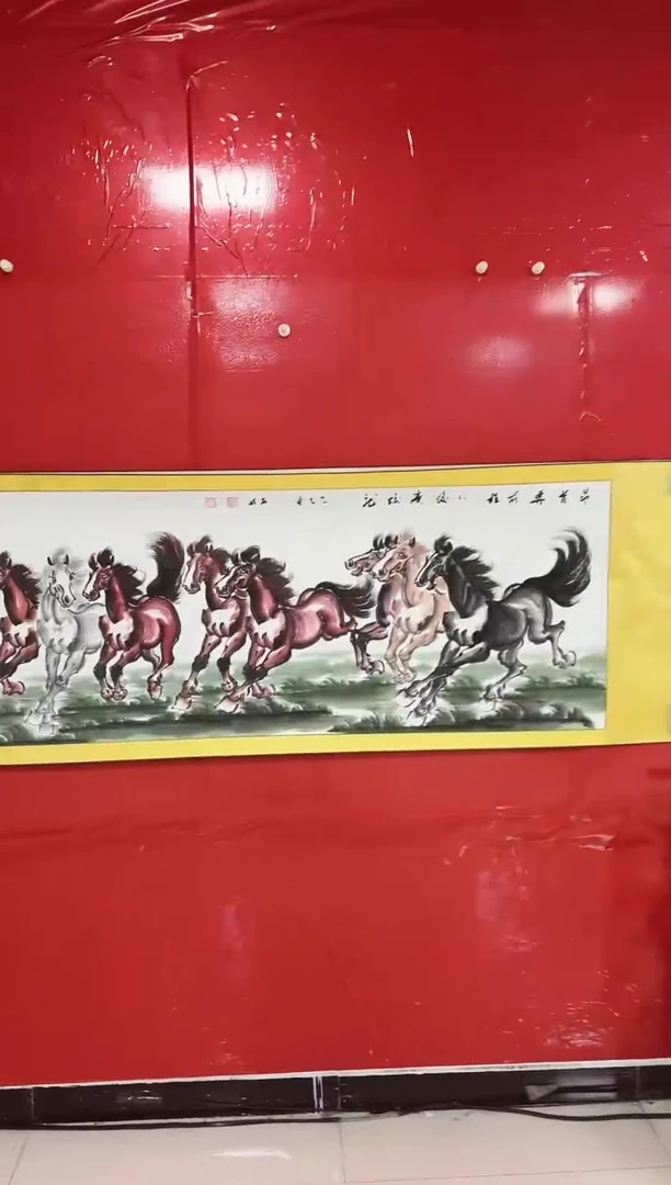 国画陈丽娟-六尺-八骏图