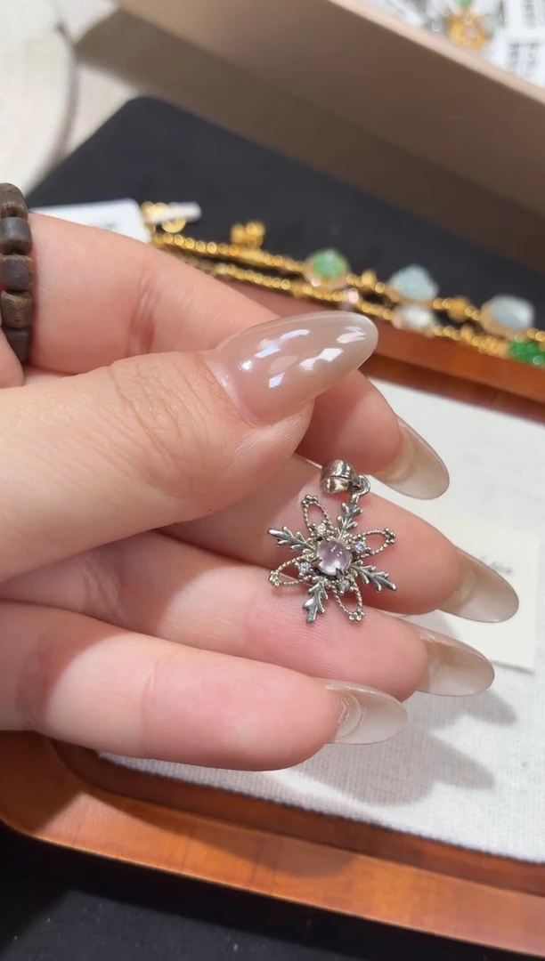 吊坠(不含链)银S925镶嵌翡翠吊坠
