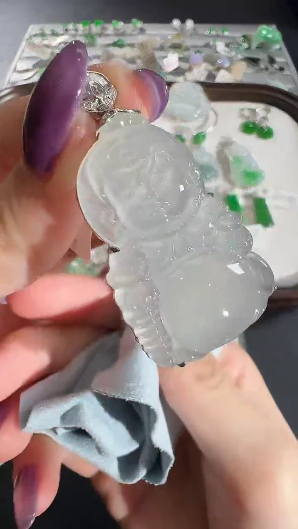 吊坠(不含链)18K金镶嵌翡翠【源头工厂】钻石镶嵌